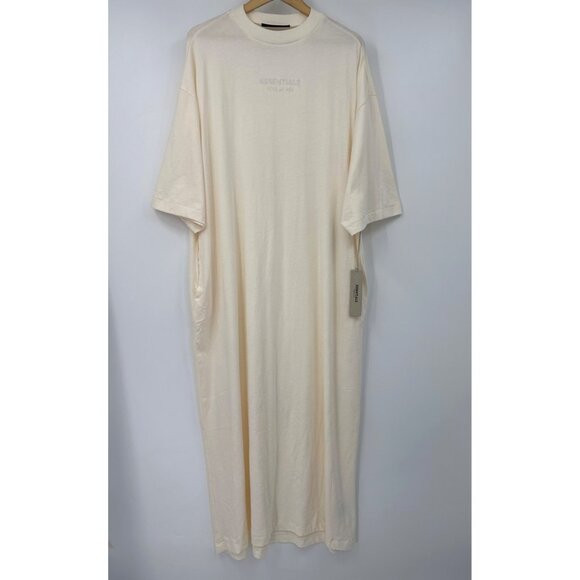 Fear of God Dresses & Skirts - Fear of God Essentials 3/4 T-Shirt Sleeve Dress Cream Cloud Dancer Large NEW